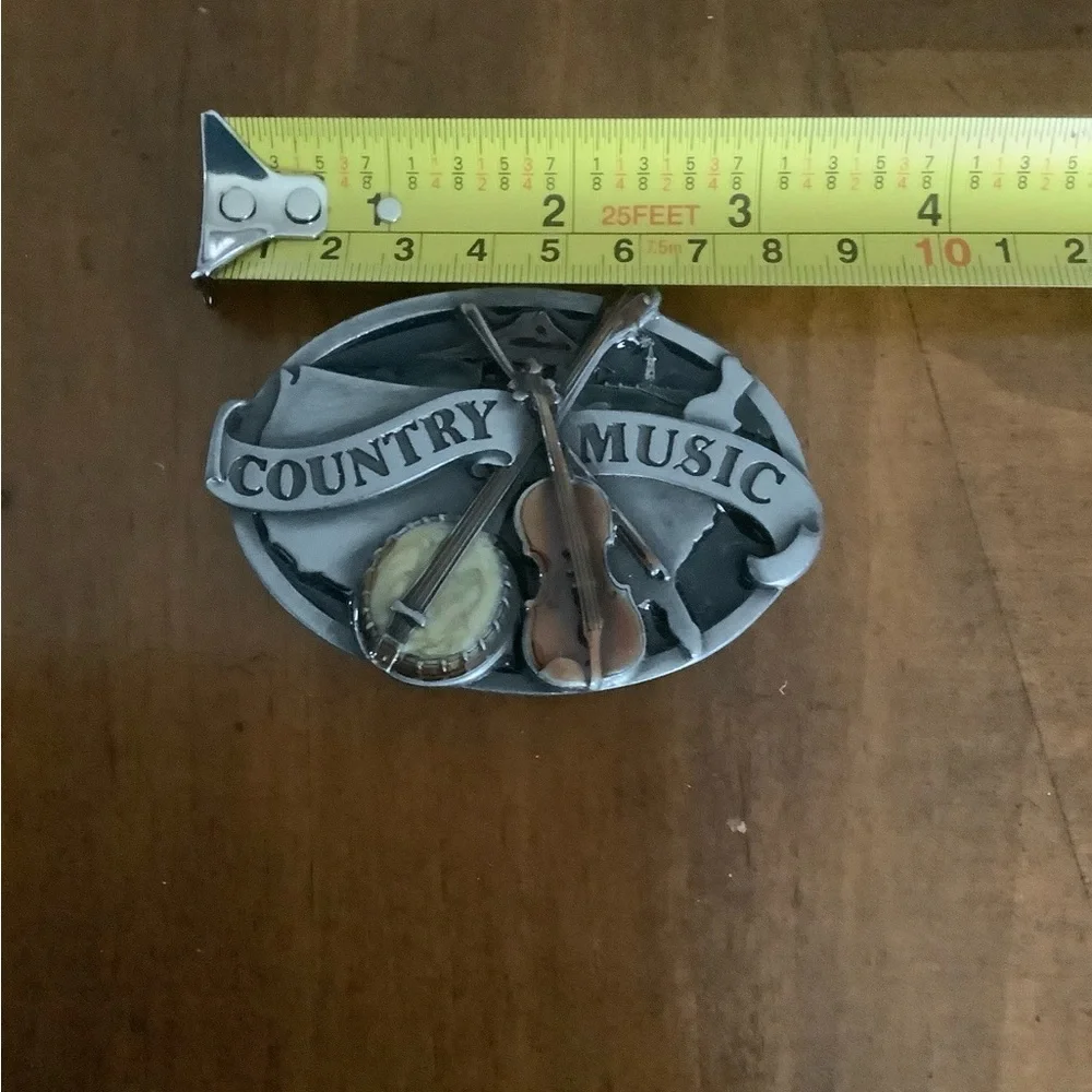 Vintage 1984 Pewter Country Music Belt Buckle E-29